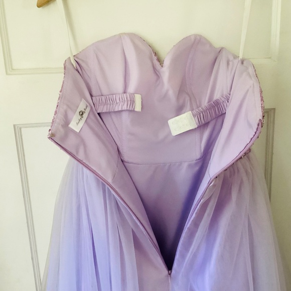 Bailey Bridal Prom Quinceañera Sweetheart Strapless Purple bling tulle ball gown - Picture 9 of 15